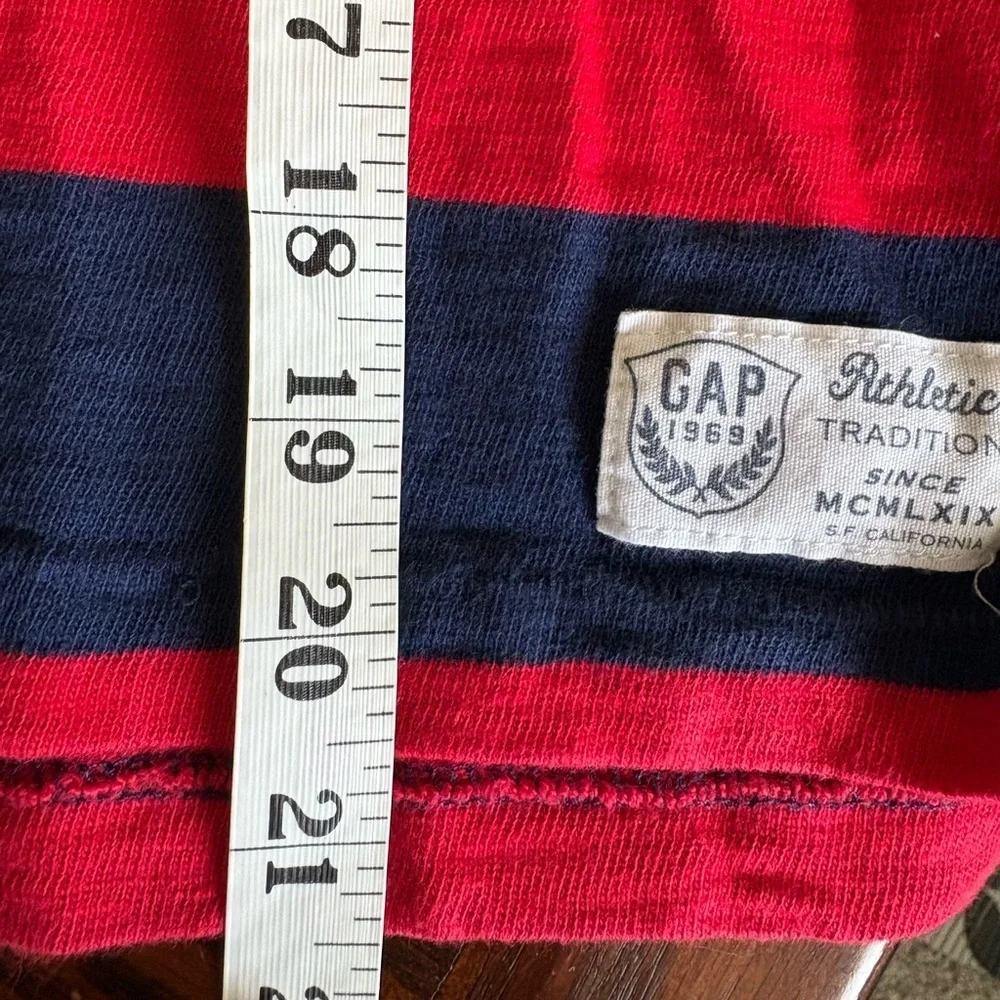 GAP Kids Rugby Boy's LARGE Navy Muted Red Stripe LS  Slub Polo #19 Preppy